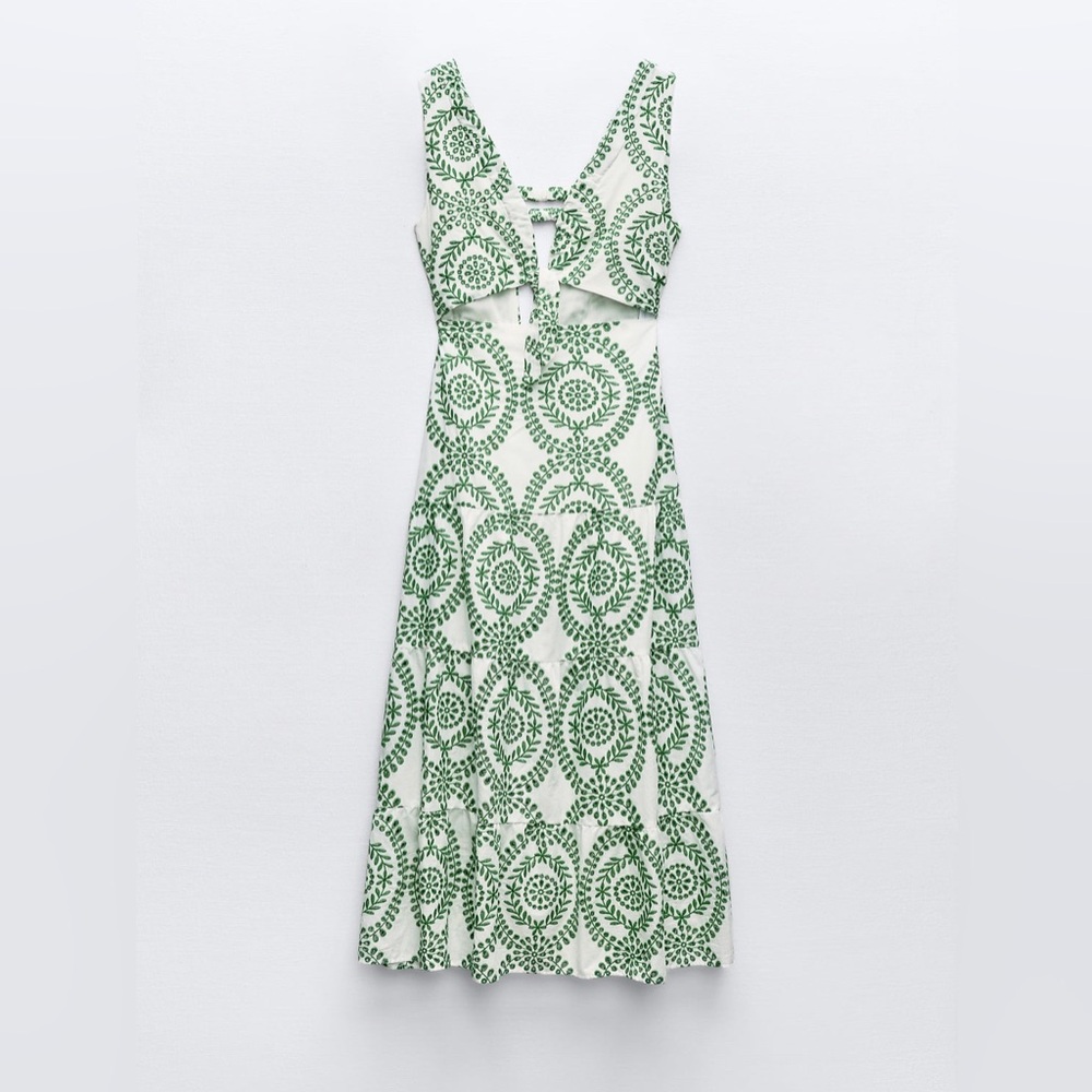 Zara perforated knotted embroidered dress